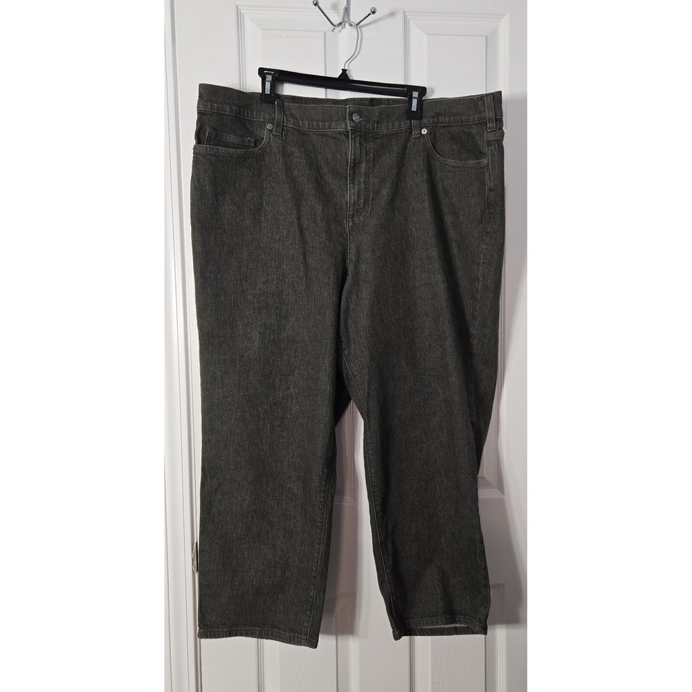 Lands' End Womans Plus Size Jeans Size 24W x 26 long. Grey/Green Color 5 Pockets